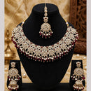 FS Collection Luxury Kundan Stone Pearl And Beads Necklace Set