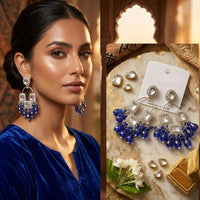 FS Collection Kundan Stone And Beads Designer Dangler Earrings
