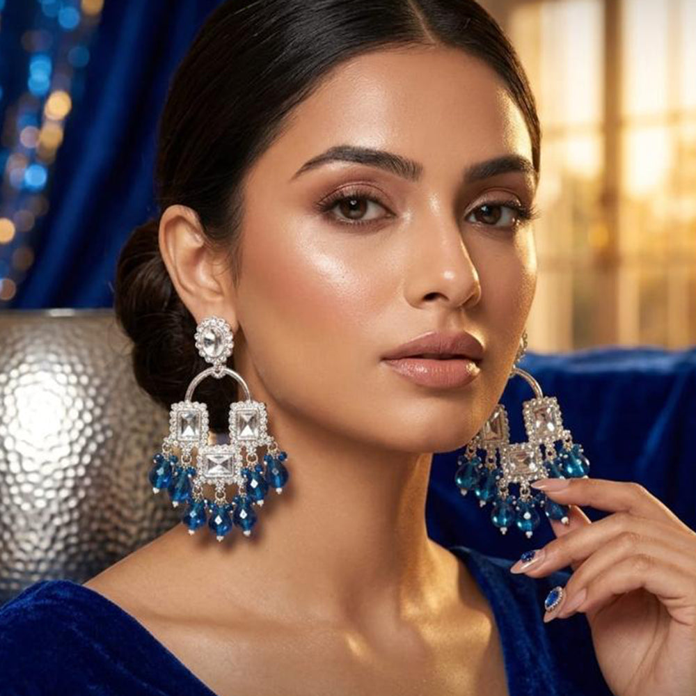FS Collection Kundan Stone And Beads Designer Dangler Earrings