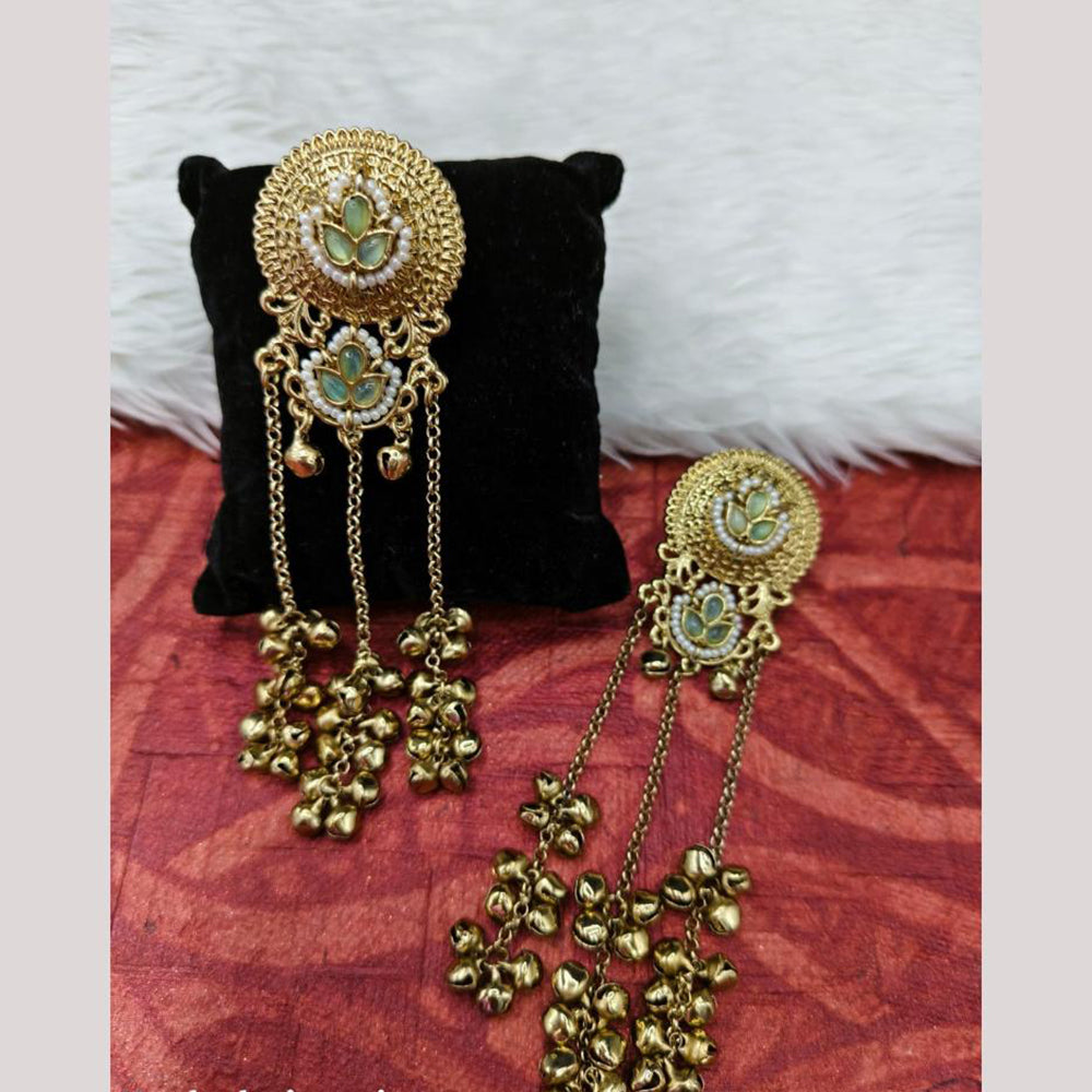 FS Collection Designer Kashmiri Pota Stone And Ghughroo Dangler Earrings