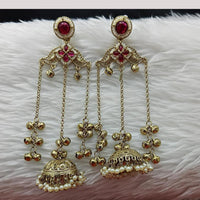 FS Collection Designer Kashmiri Pota Stone And Ghughroo Jhumki Earrings