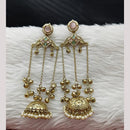 FS Collection Designer Kashmiri Pota Stone And Ghughroo Jhumki Earrings