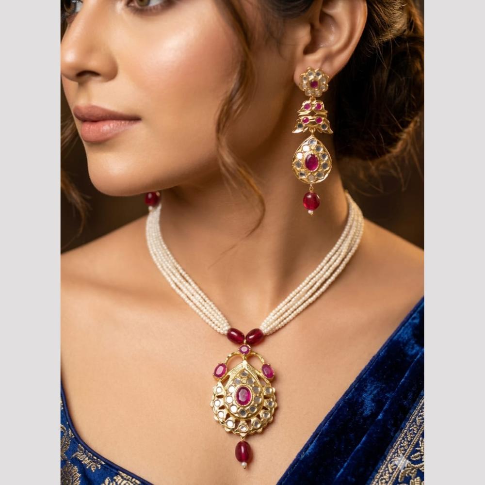 FS Collection Elegant Pota Stone And Beads Necklace Set