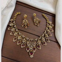 FS Collection Sparkling American Diamond Jewellery Set for Women