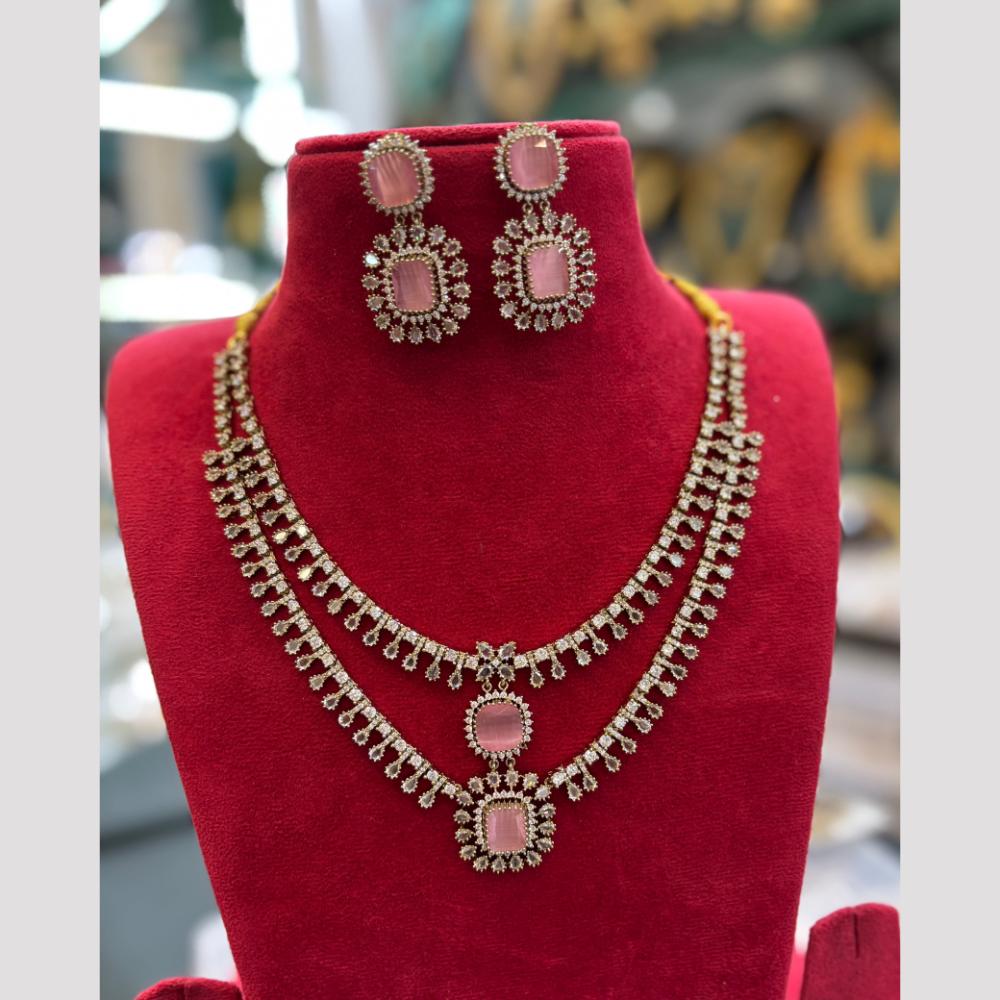 FS Collection Sparkling American Diamond Jewellery Set for Women