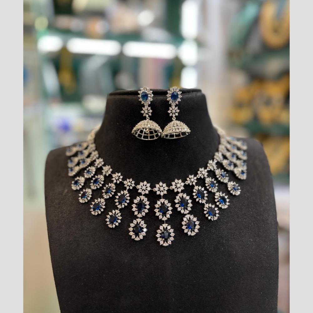 FS Collection Sparkling American Diamond Jewellery Set for Women