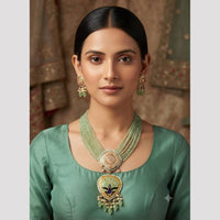 FS Collection Elegant Kundan Stone And Beads Meenakari Necklace Set