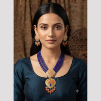 FS Collection Elegant Kundan Stone And Beads Meenakari Necklace Set