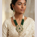 FS Collection Elegant Kundan Stone And Pearl Long Necklace Set
