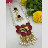 FS Collection Pota Stone And Mother Of Pearls Long Necklace Set