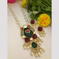 FS Collection Pota Stone And Mother Of Pearls Long Necklace Set