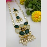 FS Collection Pota Stone And Mother Of Pearls Long Necklace Set