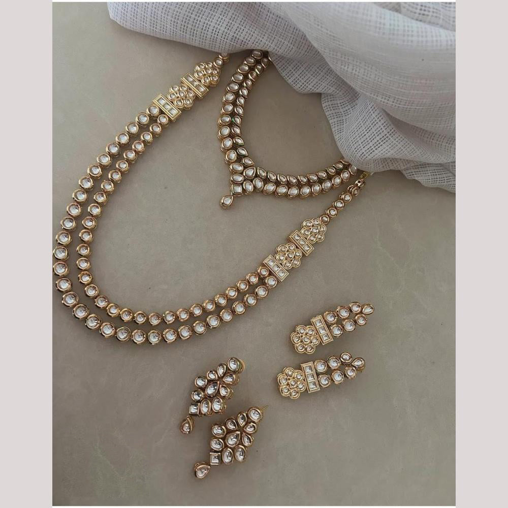 FS Collection Elegant Kundan Stone Double Necklace Set