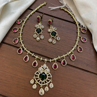 FS Collection Sparkling American Diamond Jewellery Set for Women