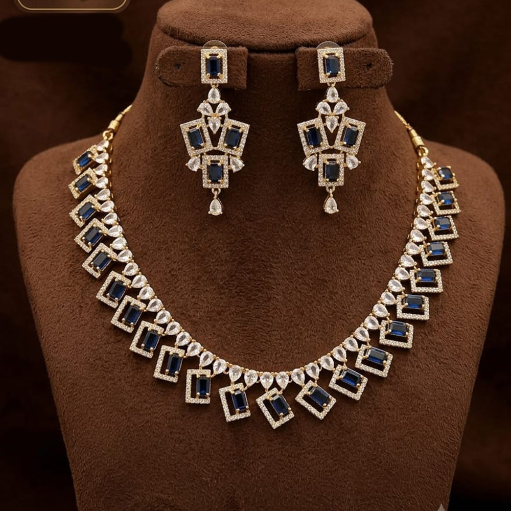 FS Collection Sparkling American Diamond Jewellery Set for Women