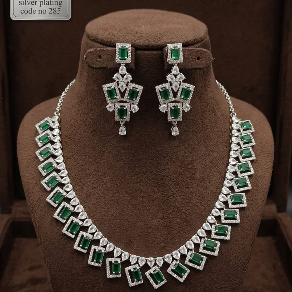 FS Collection Sparkling American Diamond Jewellery Set for Women