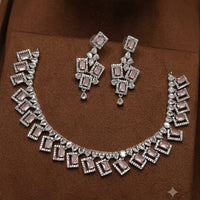FS Collection Sparkling American Diamond Jewellery Set for Women