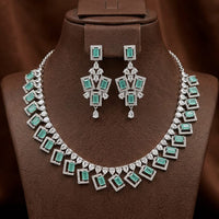 FS Collection Sparkling American Diamond Jewellery Set for Women