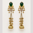 FS Collection Antique Style Pota Stone And Pearl Ghungroo Kashmiri Jhumki Earrings