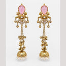 FS Collection Antique Style Pota Stone And Pearl Ghungroo Kashmiri Jhumki Earrings
