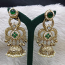 FS Collection Antique Style Pota Stone And Pearl Ghungroo Kashmiri Jhumki Earrings