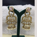 FS Collection Antique Style Pota Stone And Pearl Ghungroo Kashmiri Jhumki Earrings