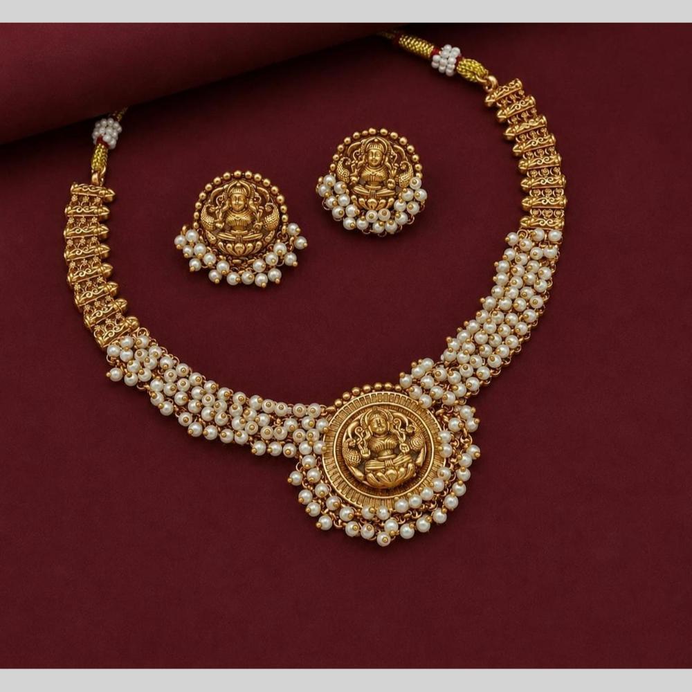 FS Collection Divine Pearl Temple Necklace Set