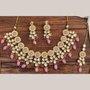 FS Collection Elegant Kundan Stone And Beads Necklace Set