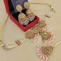 FS Collection Elegant Pota Stone Pearl And Beads Choker Necklace Set