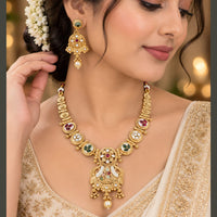 FS Collection Elegant Pota Stone Pearl And Beads Necklace Set