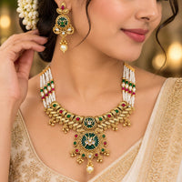 FS Collection Elegant Pota Stone Pearl And Beads Necklace Set