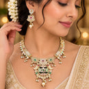 FS Collection Elegant Pota Stone Pearl And Beads Meenakari Necklace Set