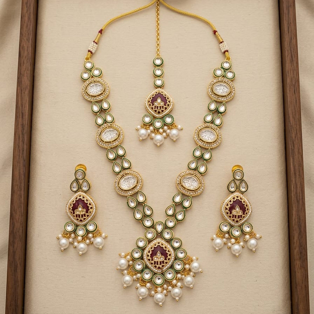 FS Collection Elegant Pota Stone Pearl And Beads Necklace Set