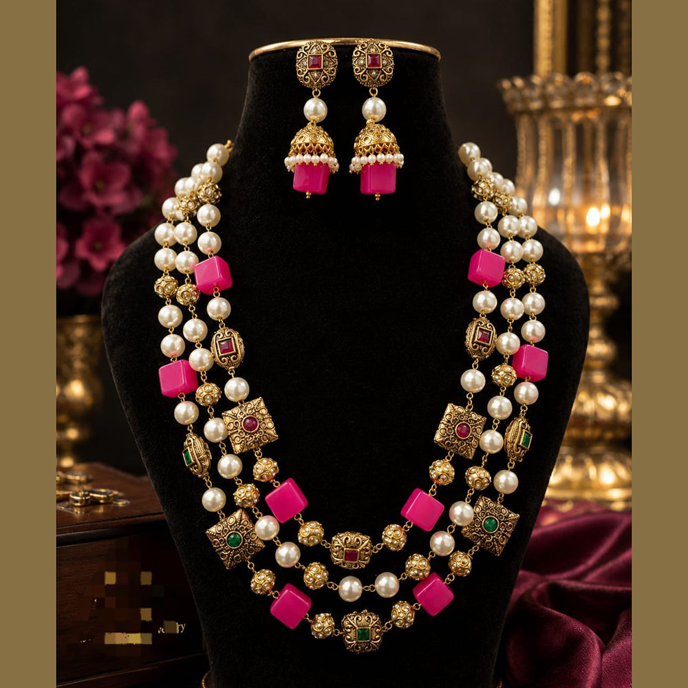 FS Collection Elegant Pota Stone And Beads Necklace Set