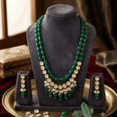 FS Collection Elegant Kundan Stone And Beads Long Necklace Set