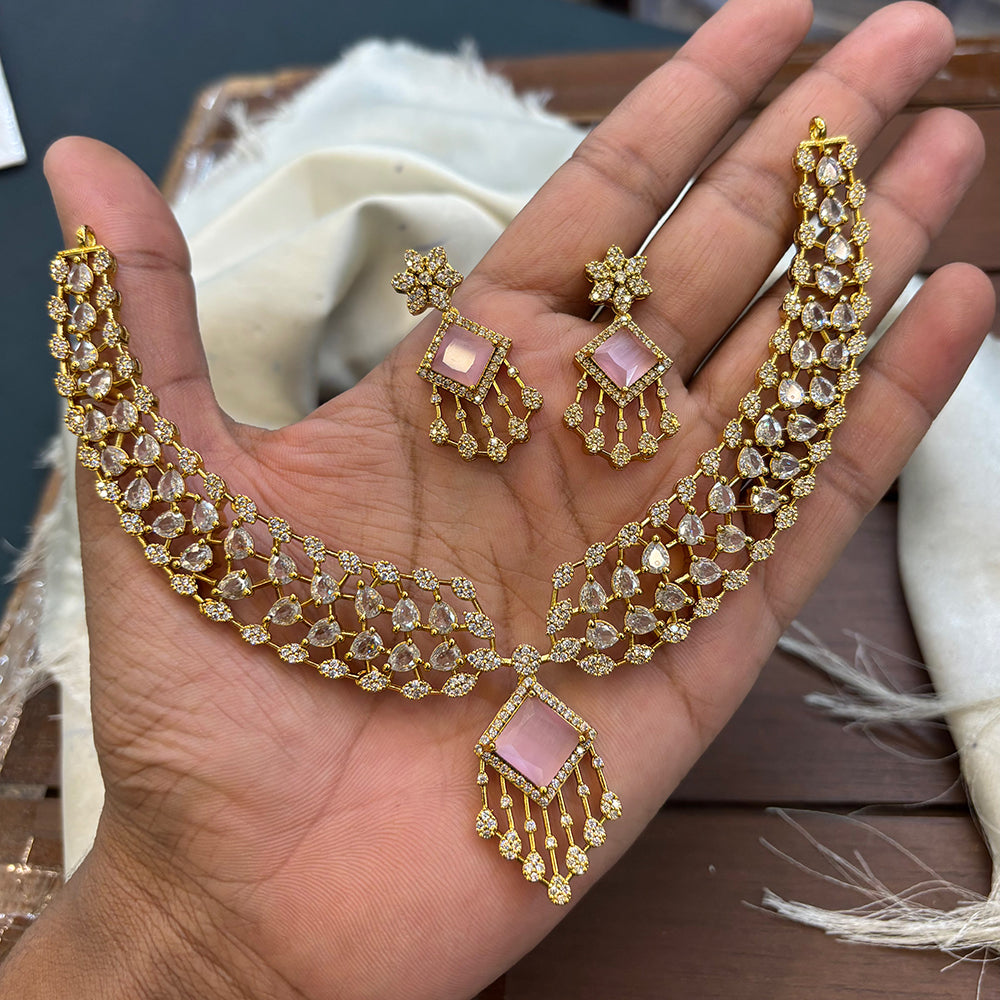 FS Collection Graceful American Diamond Necklace Set for for Special Occasions