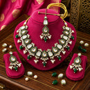 FS Collection Elegant Kundan Stone And Beads Necklace Set