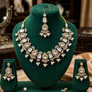 FS Collection Elegant Kundan Stone And Beads Necklace Set