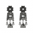 Urthn Antique Silver-Toned Oxidised Dangler Earrings(Pack of 6)