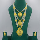 Mahavir Dye Gold Plated Multi Layer Pearl Long Necklace Set