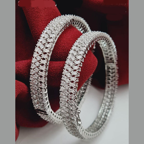 Vivah Creations Silver Plated AD Openable Bangles Set