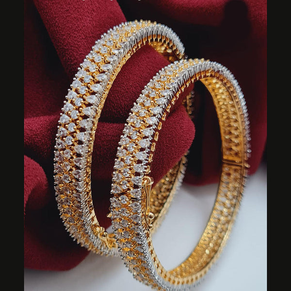 Vivah Creations Gold Plated AD Openable Bangles Set
