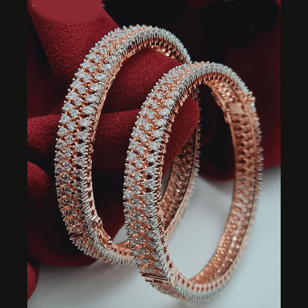 Vivah Creations Rose Gold Plated AD Openable Bangles Set