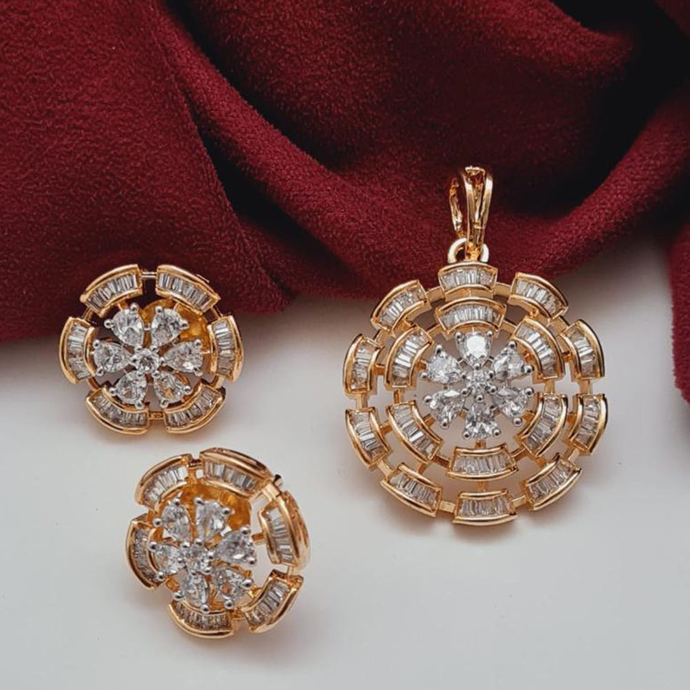 Vivah Creations Gold Plated AD Pendant Set