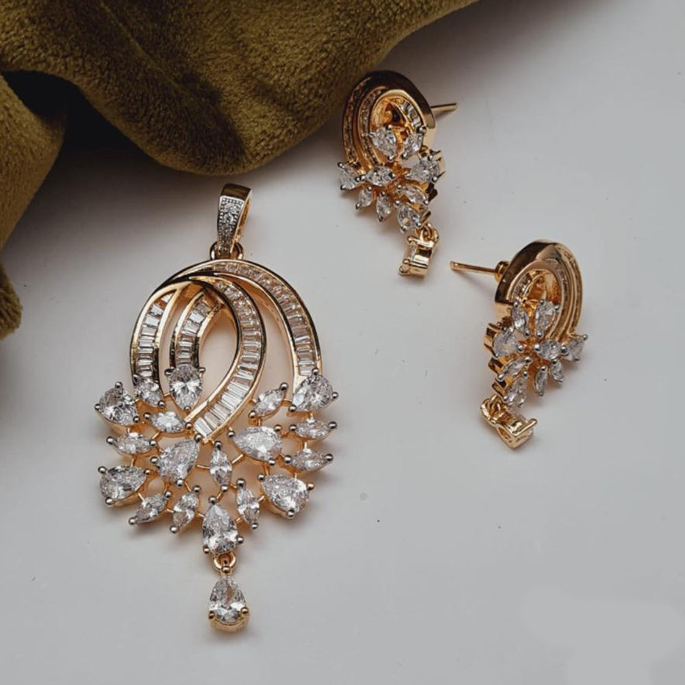 Vivah Creations Gold Plated AD Pendant Set