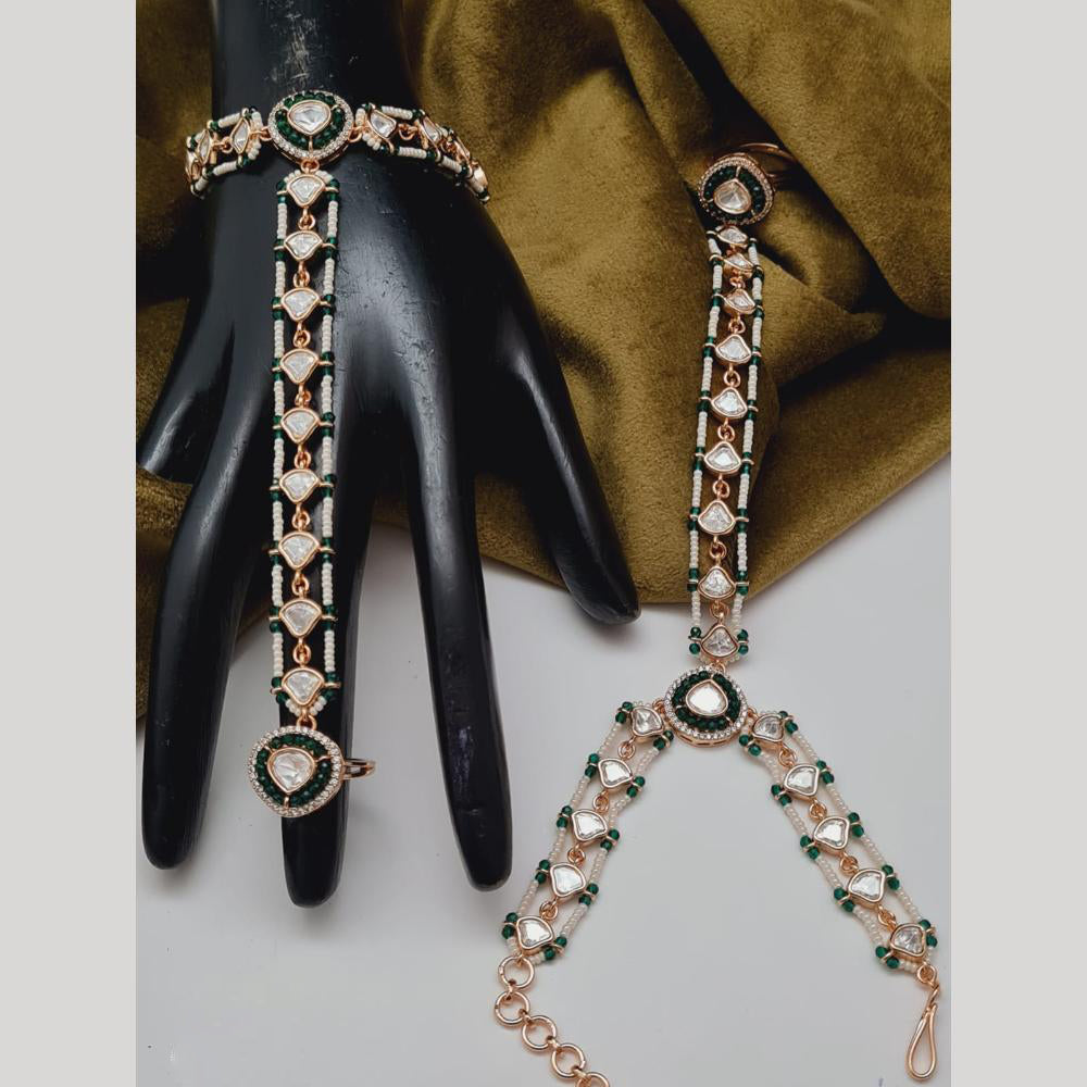 Vivah Creations Gold Plated Polki Kundan Stone Hand Harness