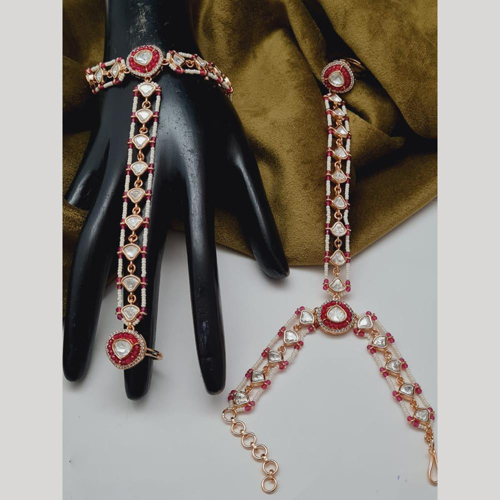 Vivah Creations Gold Plated Polki Kundan Stone Hand Harness