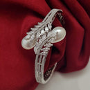 Vivha Creations Luxury American Diamond And Pearl Designer Openable Bracelet