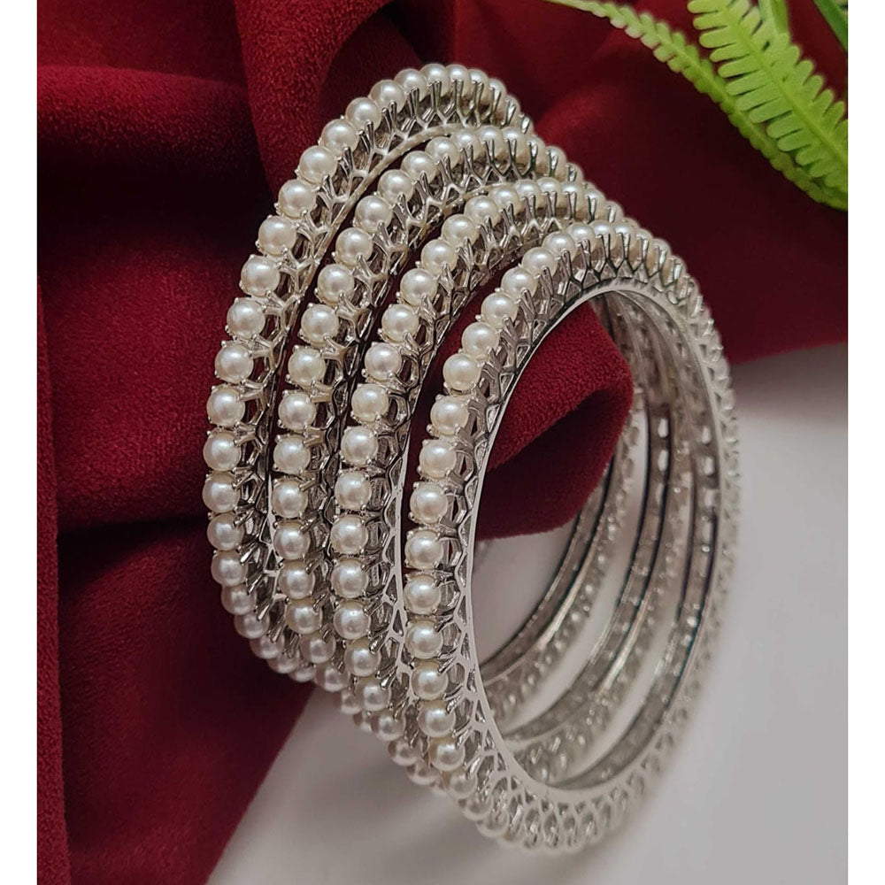 Vivha Creations Graceful Pearl Statement Bangles Set