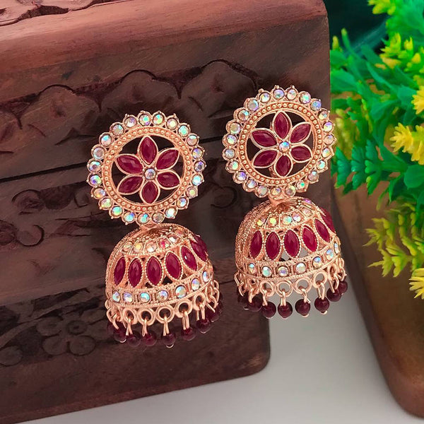 Akruti Collection Rose Gold Plated Jhumki Earrings